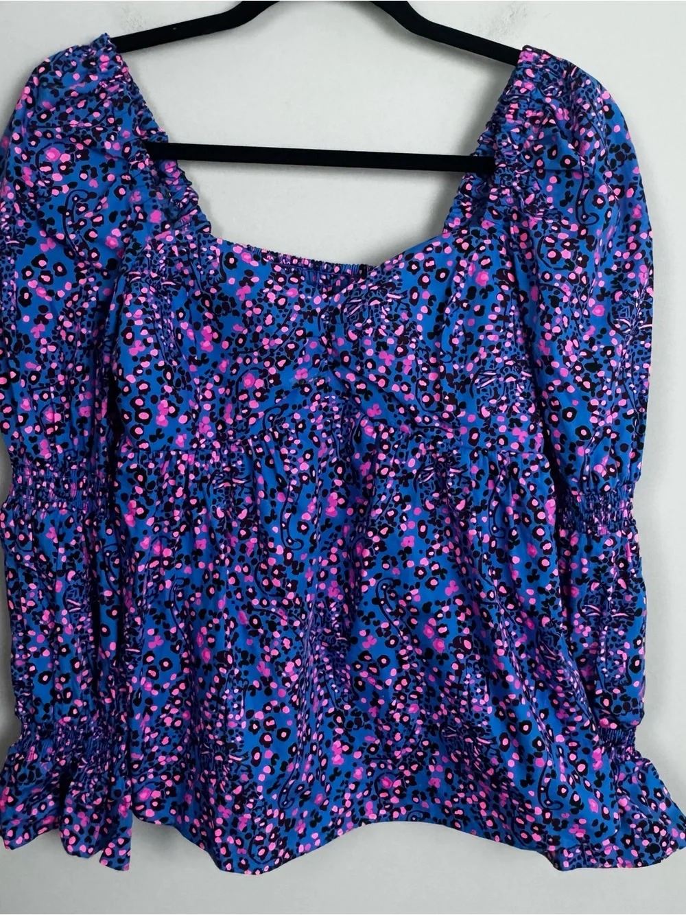 LILLY PULITZER | Preslee Blue Animal Print Square-Neck Peasant Top Women’s 4
